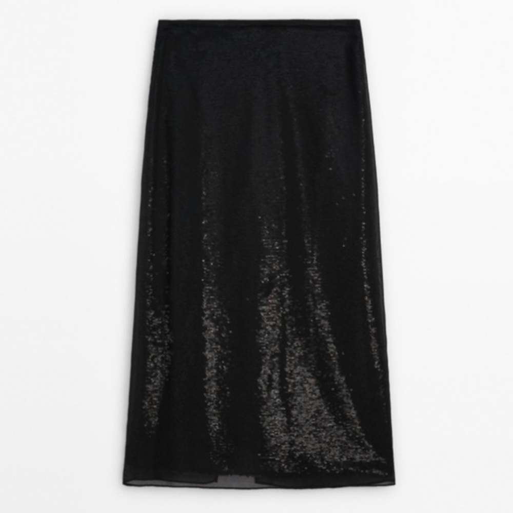 Massimo Dutti Stunning Sequin Skirt with Overlay